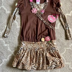 NWT Lipstik Girls Leopard Print Dress